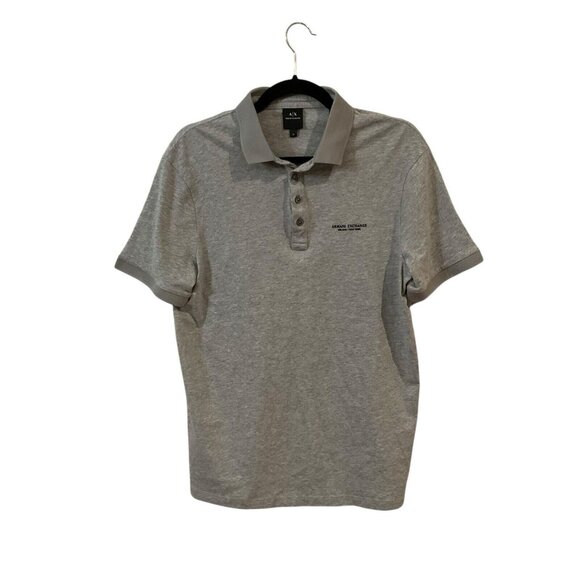 A|X Armani Exchange Men's Short Sleeve Gray Logo Polo Shirt Size Medium golf - Picture 1 of 16
